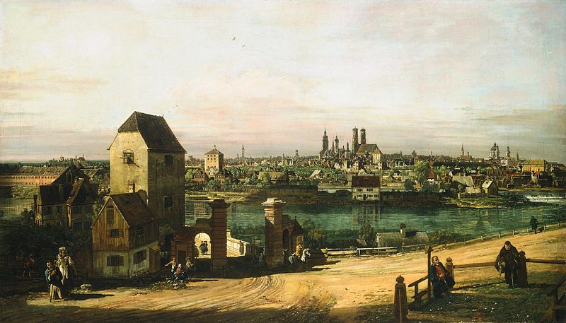 München im 2. Drittel des 18. Jh. – gemalt v. Bellotto für die Residenz, Wikimedia Commons
